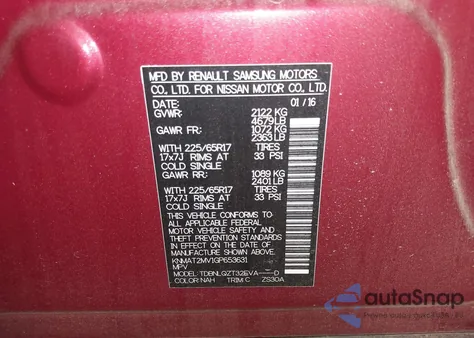 2016 Nissan Rogue Sv z USA, uszkodzony, nr VIN KNMAT2MV1GP653631